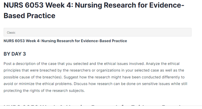 nurs 6053 week 4: nursing research for evidence-based practice