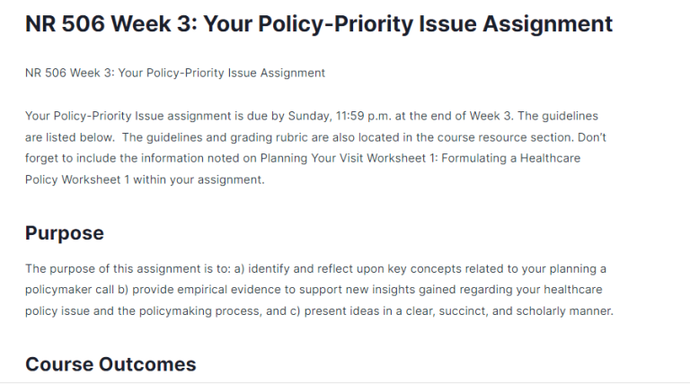 NR 506 Week 3: Your Policy-Priority Issue Assignment