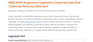 assignment legislation comparison grid and testimony advocacy statement