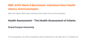 NRS-434V Week 5 Benchmark Individual Client Health History And Examination