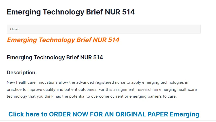 Emerging Technology Brief NUR 514
