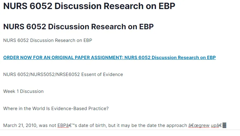 NURS 6052 Discussion Research on EBP