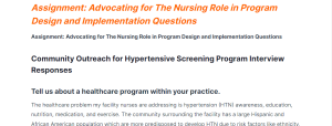 assignment advocating for the nursing role in program design and implementation questions