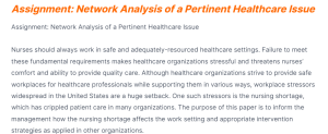 assignment network analysis of a pertinent healthcare issue
