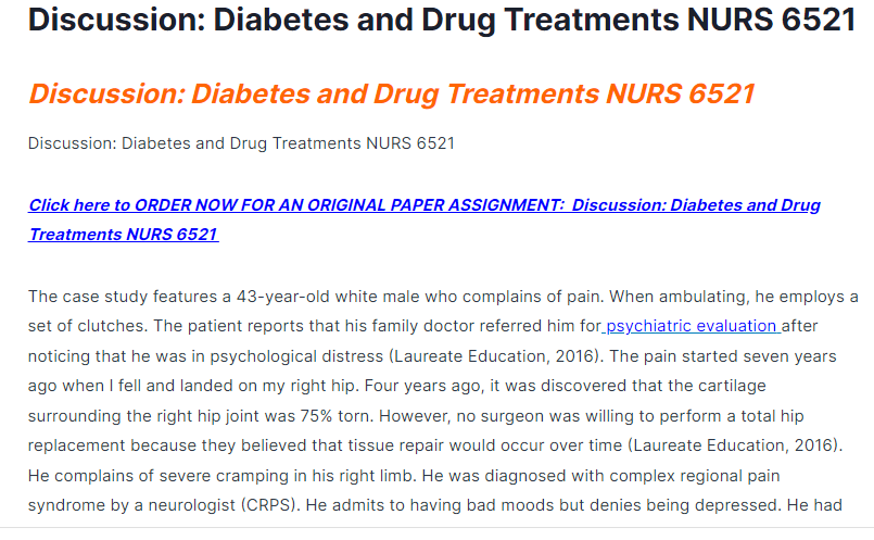 discussion: diabetes and drug treatments nurs 6521