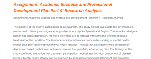 Assignment Academic Success and Professional Development Plan Part 4 Research Analysis