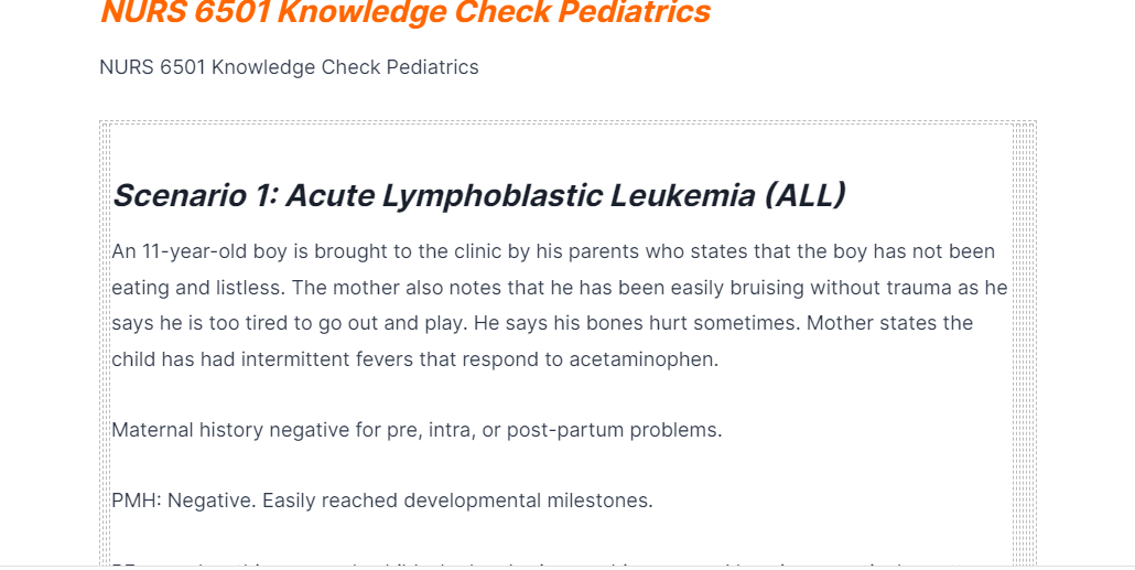 nurs 6501 knowledge check pediatrics nurs 6501 knowledge check pediatrics