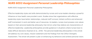 nurs 6053 assignment personal leadership philosophies