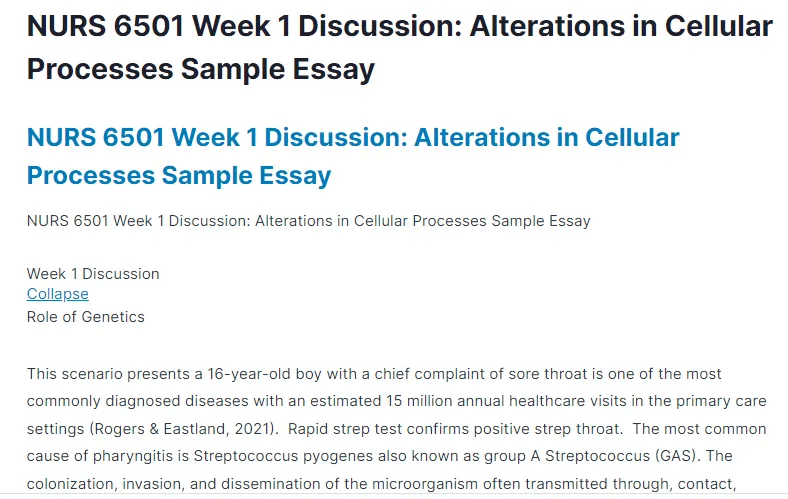 nurs 6501 week 1 discussion: alterations in cellular processes sample essay