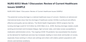 nurs 6053 week 1 discussion review of current healthcare issues sample