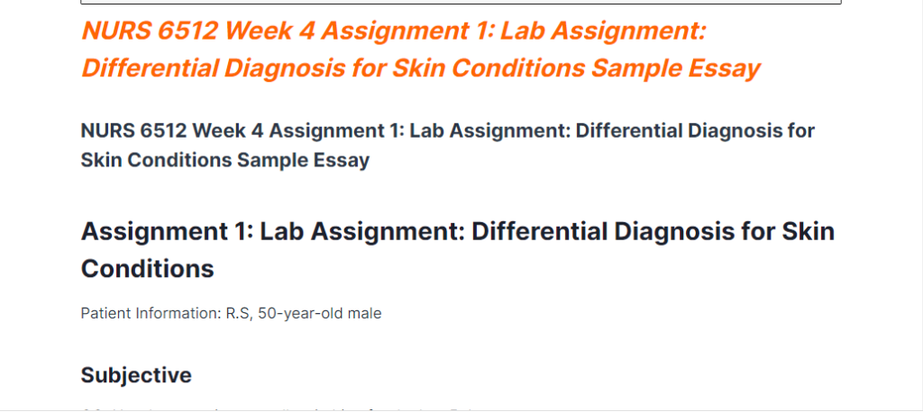 lab assignment differential diagnosis for skin conditions