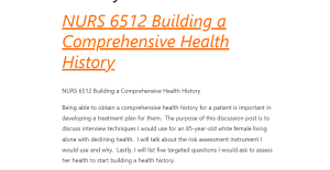 NURS 6512 Building a Comprehensive Health History