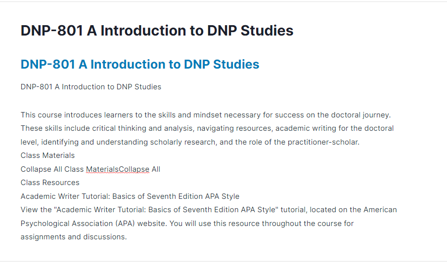 dnp-801 a introduction to dnp studies
