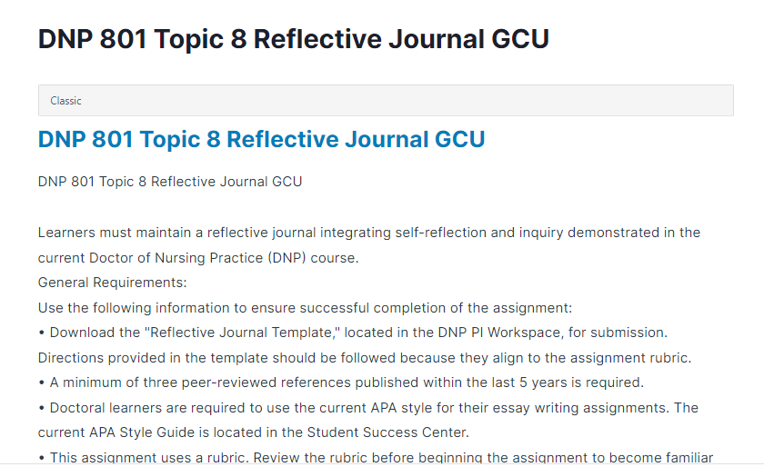 DNP 801 Topic 8 Reflective Journal GCU