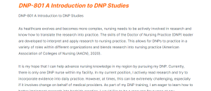 dnp-801 a introduction to dnp studies