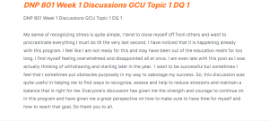 DNP 801 Week 1 Discussions GCU Topic 1 DQ 1