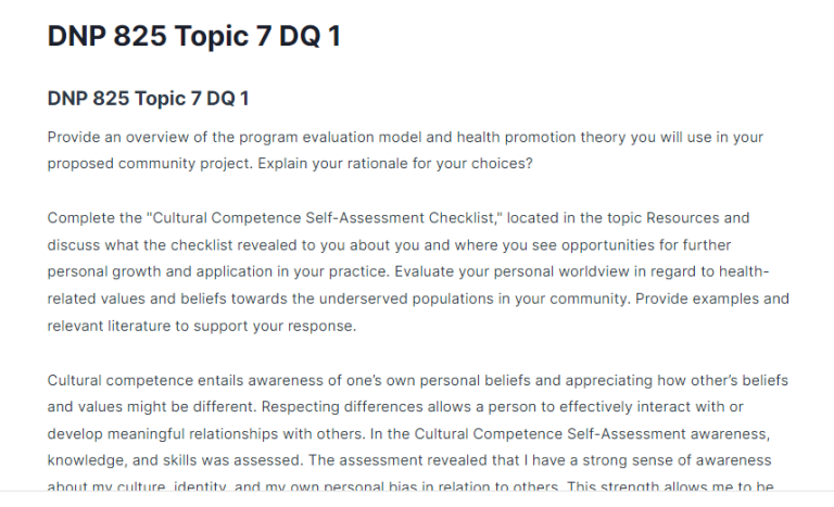 DNP 825 Topic 7 DQ 1