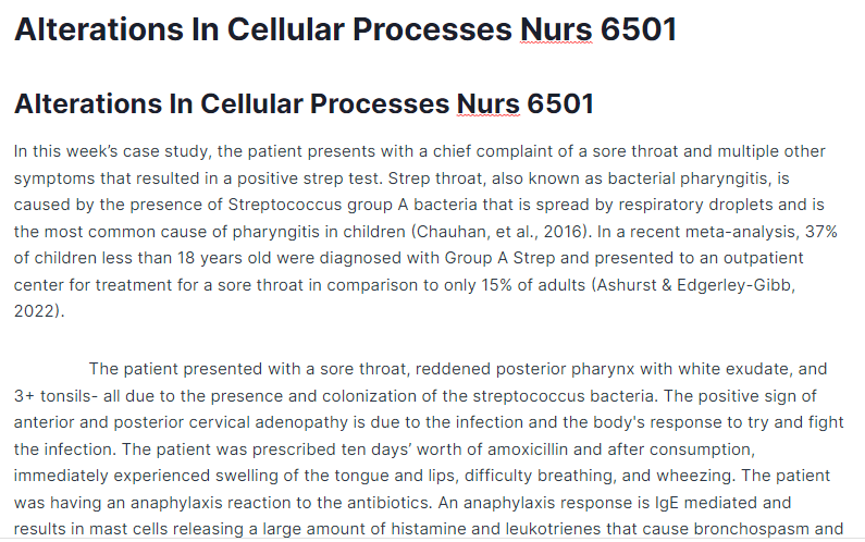 alterations in cellular processes nurs 6501