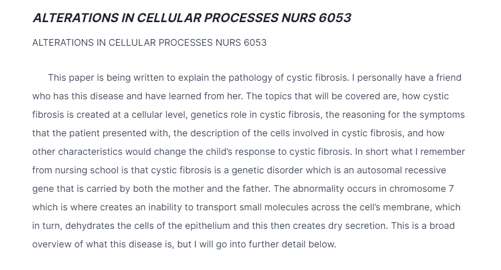 alterations in cellular processes nurs 6053