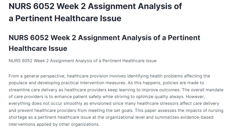 NURS 6053 Assignment Developing Organizational Policies and Practices Essay