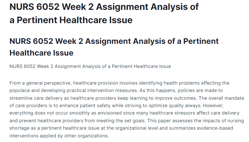 NURS 6053 Assignment Developing Organizational Policies and Practices Essay