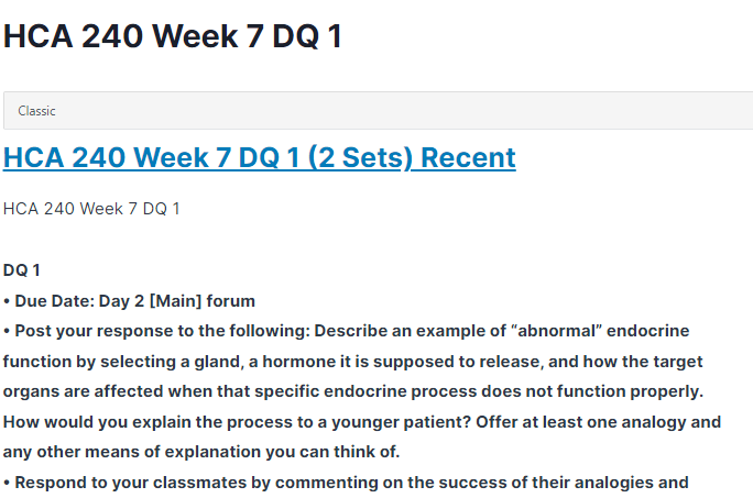 HCA 240 Week 7 DQ 1