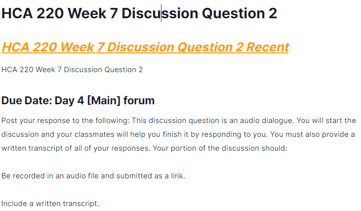 hca 220 week 7 discussion question 2