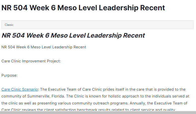 nr 504 week 6 meso level leadership recent