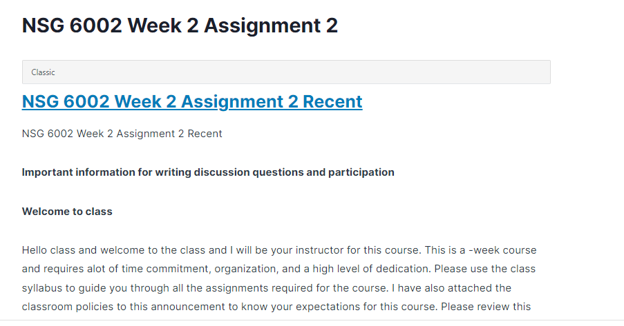 nsg 6002 week 2 assignment 2