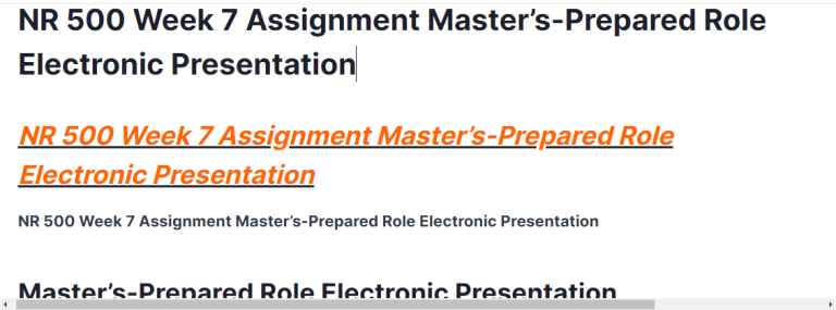 NR 500 Week 7 Assignment Master’s-Prepared Role Electronic Presentation