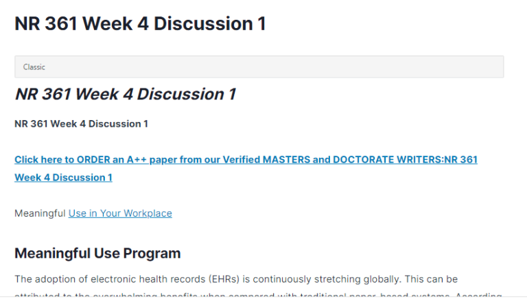 NR 361 Week 4 Discussion 1