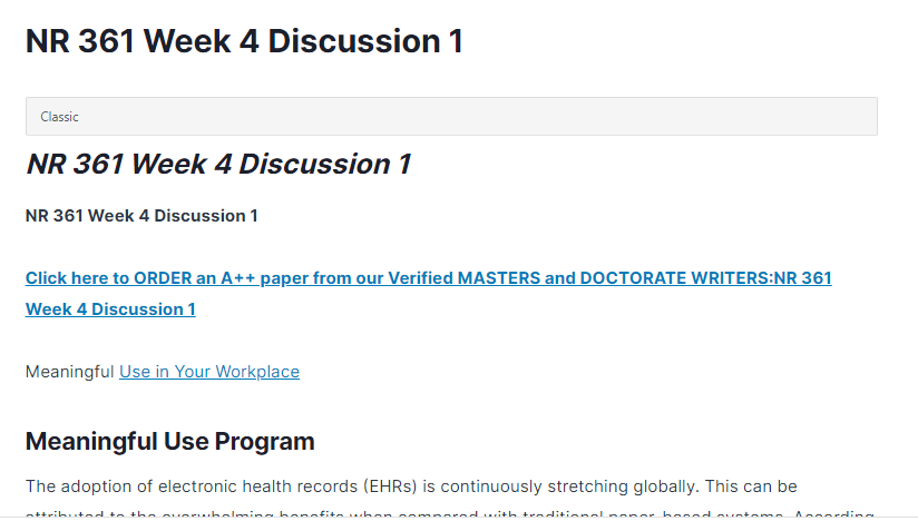NR 361 Week 4 Discussion 1