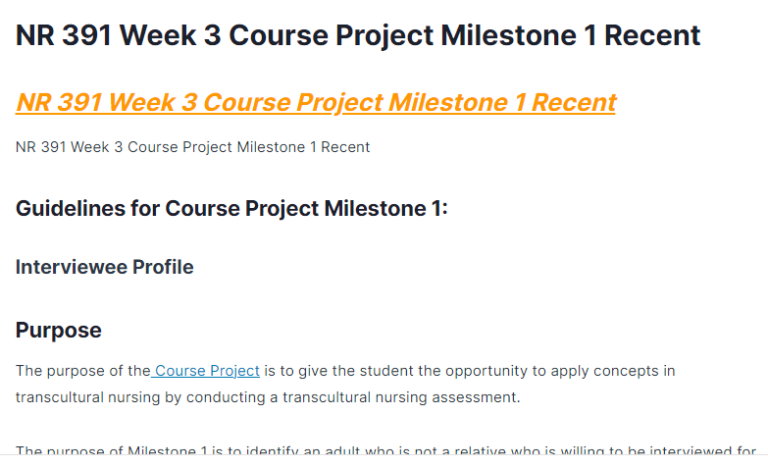 NR 391 Week 3 Course Project Milestone 1 Recent