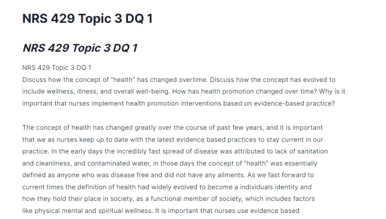 NRS 429 Topic 3 DQ 1