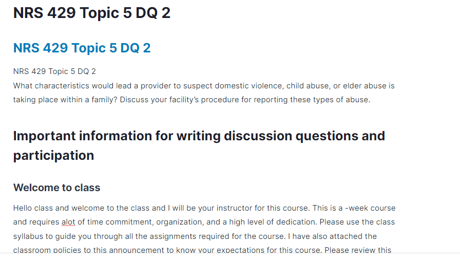 NRS 429 Topic 5 DQ 2
