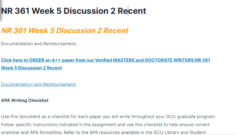 NR 361 Week 5 Discussion 2 Recent