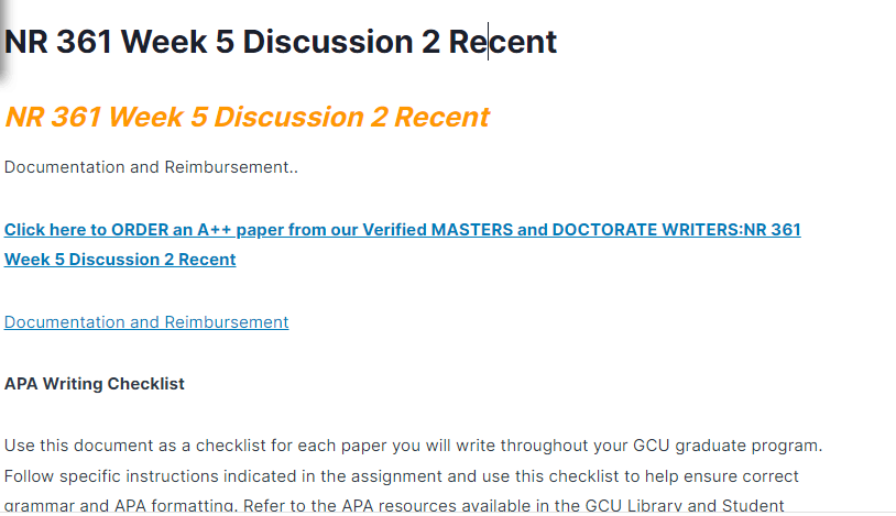 NR 361 Week 5 Discussion 2 Recent