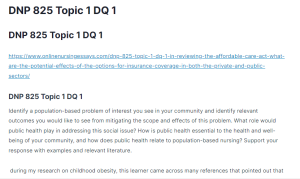 DNP 825 Topic 1 DQ 1
