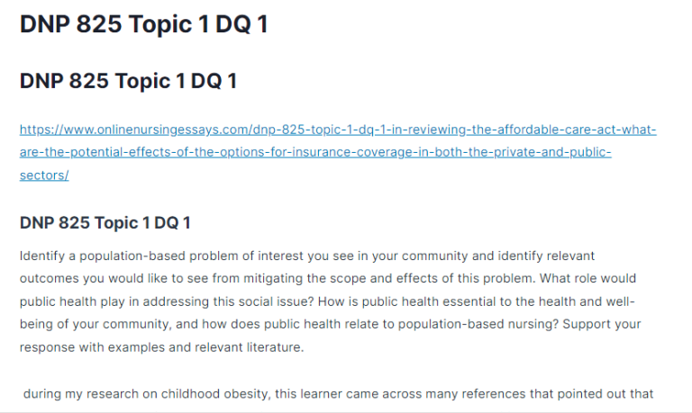 DNP 825 Topic 1 DQ 1