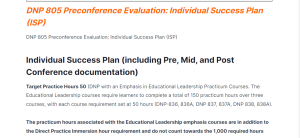 DNP 805 Preconference Evaluation Individual Success Plan (ISP)