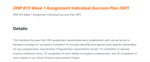 dnp 815 week 1 assignment individual success plan (isp)