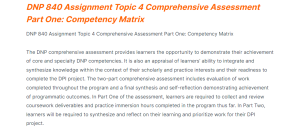 DNP 840 Assignment Topic 4 Comprehensive Assessment Part One Competency Matrix