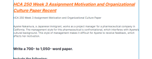 hca 250 week 3 assignment motivation and organizational culture paper