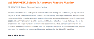 nr 500 week 2 roles in advanced practice nursing