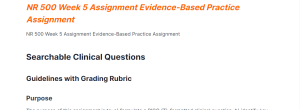 NR 500 Week 5 Assignment Evidence-Based Practice Assignment