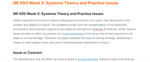 nr 500 week 5: systems theory and practice issues nr 500 week 5 systems theory and practice issues