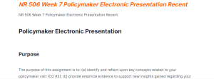 NR 506 Week 7 Policymaker Electronic Presentation Recent