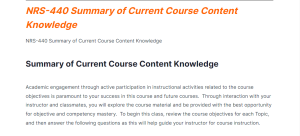 NRS-440 Summary of Current Course Content Knowledge