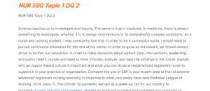 NUR 590 Topic 1 DQ 2