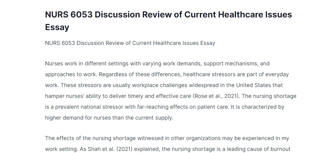 nurs 6053 discussion review of current healthcare issues essay